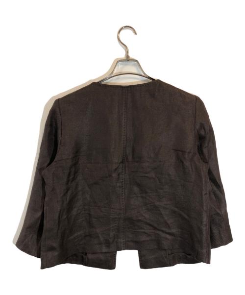 Max Mara Studio（マックスマーラ ストゥディオ）MAX MARA STUDIO (マックスマーラ ストゥディオ) ノーカラージャケット ブラウン サイズ:SIZE 44の古着・服飾アイテム