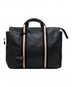 BALLYバリー）の古着「レザーストライプビジネスバッグ」｜ブラック