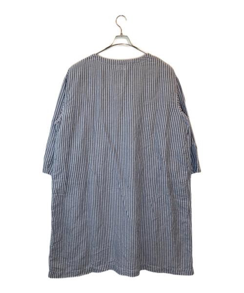 ARMEN（アーメン）ARMEN (アーメン) COTTON/LINEN STRIPE OVERDYE BOAT NECK LONG PULLOVER ブルー サイズ:2 未使用品の古着・服飾アイテム