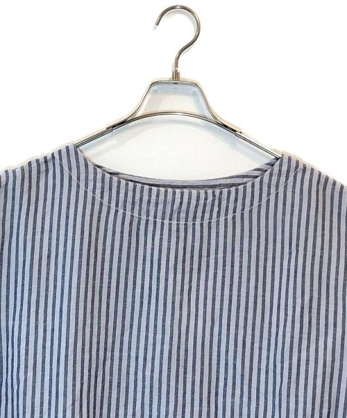 ARMEN（アーメン）ARMEN (アーメン) COTTON/LINEN STRIPE OVERDYE BOAT NECK LONG PULLOVER ブルー サイズ:2 未使用品の古着・服飾アイテム