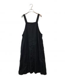 fog linen work（フォグリネンワーク）の古着「リトアニアリネンエプロンワンピース」｜ブラック