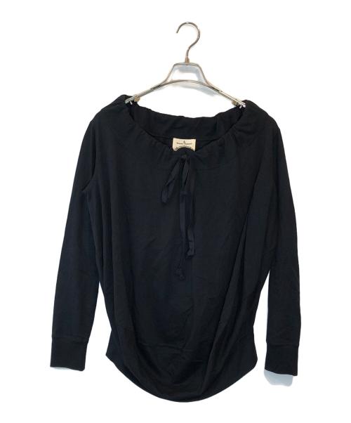 Vivienne Westwood ANGLOMANIA（ヴィヴィアンウエストウッドアングロマニア）Vivienne Westwood ANGLOMANIA (ヴィヴィアンウエストウッドアングロマニア) 短剣刺繍ギャザーカットソー ブラック サイズ:38の古着・服飾アイテム