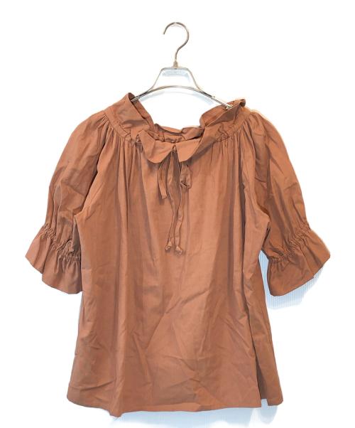 Vivienne Westwood RED LABEL（ヴィヴィアンウエストウッドレッドレーベル）Vivienne Westwood RED LABEL (ヴィヴィアンウエストウッドレッドレーベル) ギャザーリボンブラウス ブラウン サイズ:2の古着・服飾アイテム