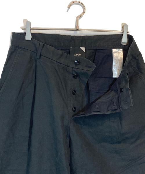 ATON（エイトン）ATON (エイトン) LINEN WIDE TAPARED PANT ブラック サイズ:SIZE 06の古着・服飾アイテム