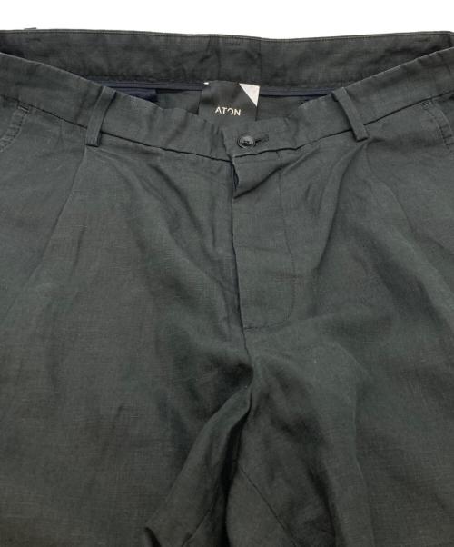 ATON（エイトン）ATON (エイトン) LINEN WIDE TAPARED PANT ブラック サイズ:SIZE 06の古着・服飾アイテム