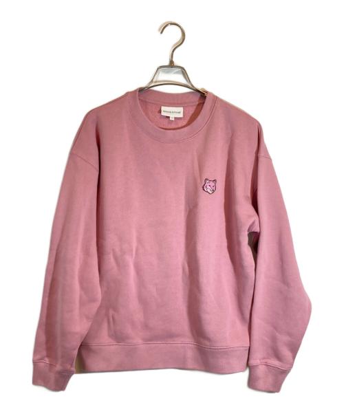 maison kitsune（メゾンキツネ）maison kitsune (メゾンキツネ) ボールド フォックスヘッド パッチ コンフォート スウェットシャツ ピンク サイズ:SIZE Sの古着・服飾アイテム