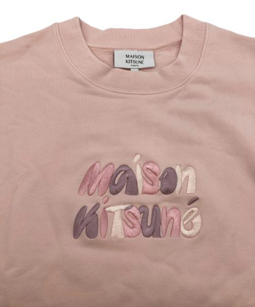 maison kitsune（メゾンキツネ）maison kitsune (メゾンキツネ) バブル ロゴ オーバーサイズ スウェットシャツ ピンク サイズ:XSの古着・服飾アイテム