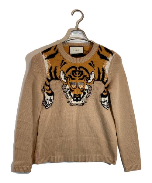 GUCCI（グッチ）GUCCI (グッチ) Tiger Knit Sweater Jumper ベージュ サイズ:SIZE XXSの古着・服飾アイテム