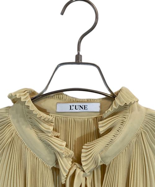 lune moire（ルネモアレ）lune moire (ルネモアレ) ヴィンテージシフォン プリーツブラウス イエロー サイズ:SIZE Freeの古着・服飾アイテム