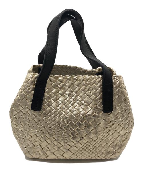 FALORNI（ファロルニ）FALORNI (ファロルニ) イントレチャートハンドバッグ ゴールドの古着・服飾アイテム