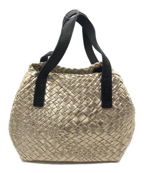 FALORNI（ファロルニ）FALORNI (ファロルニ) イントレチャートハンドバッグ ゴールドの古着・服飾アイテム