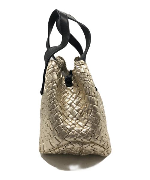 FALORNI（ファロルニ）FALORNI (ファロルニ) イントレチャートハンドバッグ ゴールドの古着・服飾アイテム