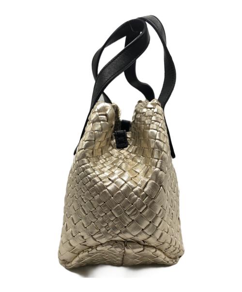 FALORNI（ファロルニ）FALORNI (ファロルニ) イントレチャートハンドバッグ ゴールドの古着・服飾アイテム