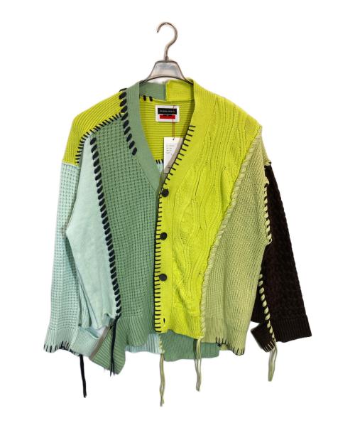 MAISON SPECIAL（メゾンスペシャル）MAISON SPECIAL (メゾンスペシャル) 鬼ワッフルクレイジーパッチワークエンブロイダリークルーネックニットプルオーバー グリーン×イエロー サイズ:SIZE 01 未使用品の古着・服飾アイテム