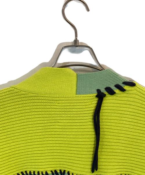 MAISON SPECIAL（メゾンスペシャル）MAISON SPECIAL (メゾンスペシャル) 鬼ワッフルクレイジーパッチワークエンブロイダリークルーネックニットプルオーバー グリーン×イエロー サイズ:SIZE 01 未使用品の古着・服飾アイテム