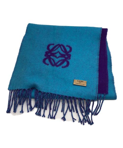 LOEWE（ロエベ）LOEWE (ロエベ) ロゴウールアンゴラマフラー ブルー×パープル サイズ:下記参照の古着・服飾アイテム