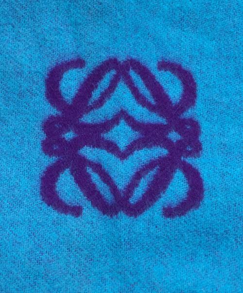 LOEWE（ロエベ）LOEWE (ロエベ) ロゴウールアンゴラマフラー ブルー×パープル サイズ:下記参照の古着・服飾アイテム