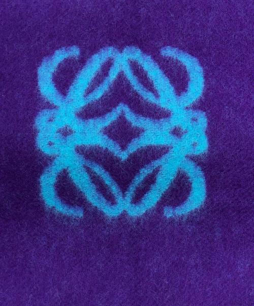 LOEWE（ロエベ）LOEWE (ロエベ) ロゴウールアンゴラマフラー ブルー×パープル サイズ:下記参照の古着・服飾アイテム