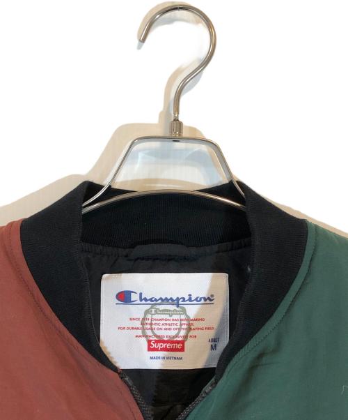 SUPREME（シュプリーム）Supreme (シュプリーム) Champion (チャンピオン) Color Blocked Jacket グリーン×ブラウン サイズ:SIZE Mの古着・服飾アイテム