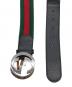 GUCCI (グッチ) ンターロッキングGバックル シェリーラインベルト グリーン×レッド サイズ:SIZE 90.36：18000円