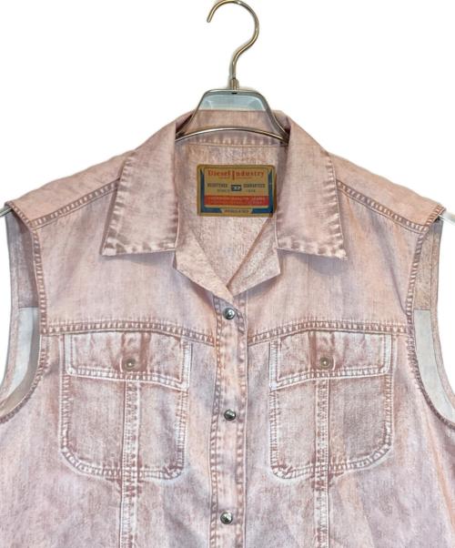 DIESEL（ディーゼル）DIESEL (ディーゼル) C-Mohja デニム ノースリーブ シャツ ピンク サイズ:SIZE 38の古着・服飾アイテム
