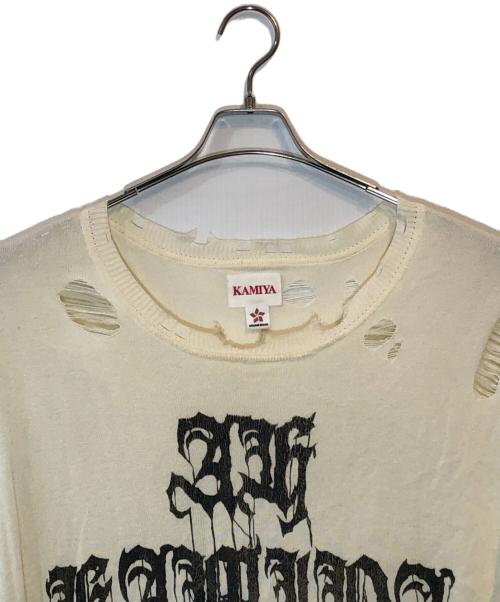 KAMIYA（カミヤ）KAMIYA (カミヤ) PRINTED KNIT TEE アイボリー サイズ:SIZE Mの古着・服飾アイテム