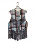 SUGARHILLシュガーヒル）の古着「OMBRE PANAMA FRINGE VEST」｜ブルー×ピンク