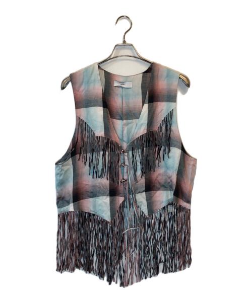SUGARHILL（シュガーヒル）SUGARHILL (シュガーヒル) OMBRE PANAMA FRINGE VEST ブルー×ピンク サイズ:Mの古着・服飾アイテム