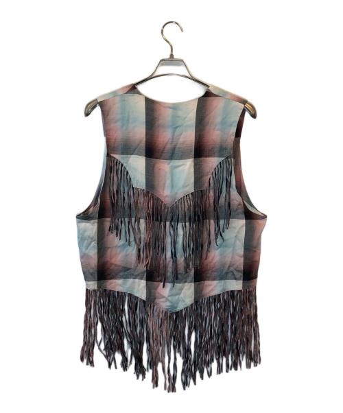 SUGARHILL（シュガーヒル）SUGARHILL (シュガーヒル) OMBRE PANAMA FRINGE VEST ブルー×ピンク サイズ:Mの古着・服飾アイテム