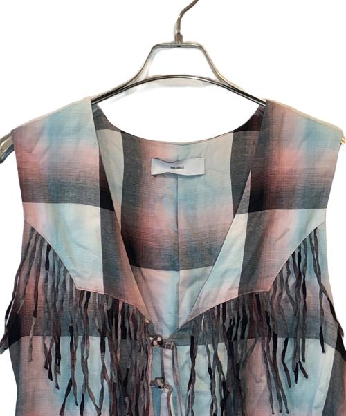 SUGARHILL（シュガーヒル）SUGARHILL (シュガーヒル) OMBRE PANAMA FRINGE VEST ブルー×ピンク サイズ:Mの古着・服飾アイテム