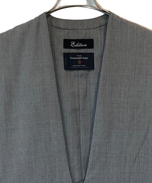 edition（エディション）edition (エディション) ウール ホライゾンツイルVネックワンピース グレー サイズ:SIZE Freeの古着・服飾アイテム