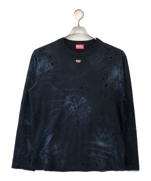 DIESEL（ディーゼル）DIESEL (ディーゼル) クラッシュ加工L/S TEE ネイビー サイズ:SIZE Sの古着・服飾アイテム