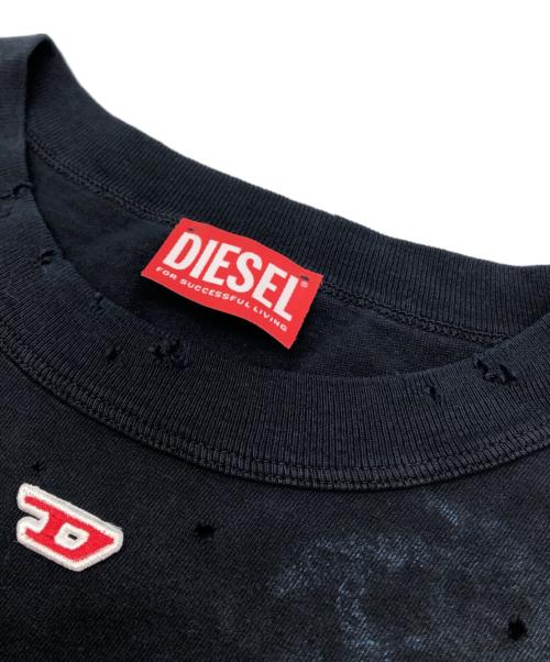 DIESEL（ディーゼル）DIESEL (ディーゼル) クラッシュ加工L/S TEE ネイビー サイズ:SIZE Sの古着・服飾アイテム