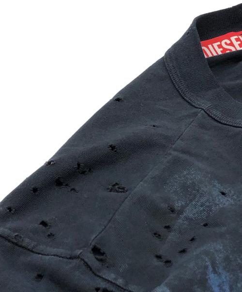 DIESEL（ディーゼル）DIESEL (ディーゼル) クラッシュ加工L/S TEE ネイビー サイズ:SIZE Sの古着・服飾アイテム