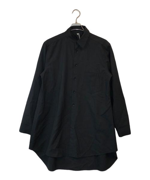 GROUND Y（グラウンドワイ）GROUND Y (グラウンドワイ) アシンメトリーカラーウール長袖シャツ ブラック サイズ:SIZE 3の古着・服飾アイテム