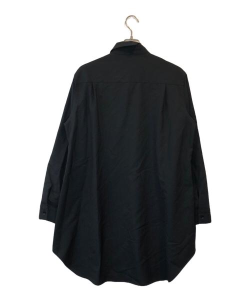 GROUND Y（グラウンドワイ）GROUND Y (グラウンドワイ) アシンメトリーカラーウール長袖シャツ ブラック サイズ:SIZE 3の古着・服飾アイテム