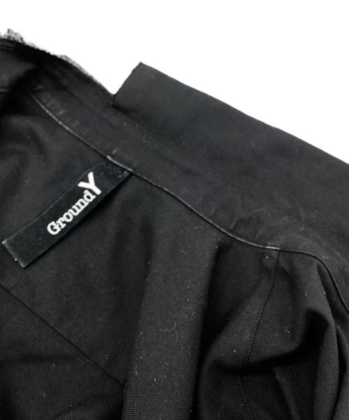 GROUND Y（グラウンドワイ）GROUND Y (グラウンドワイ) アシンメトリーカラーウール長袖シャツ ブラック サイズ:SIZE 3の古着・服飾アイテム