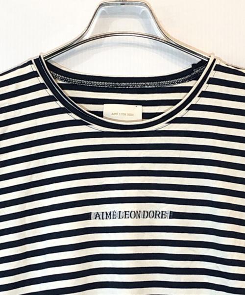 Aime Leon Dore（エメ レオン ドレ）Aime Leon Dore (エメ レオン ドレ) ボーダーロゴＴシャツ ネイビー サイズ:SIZE Mの古着・服飾アイテム