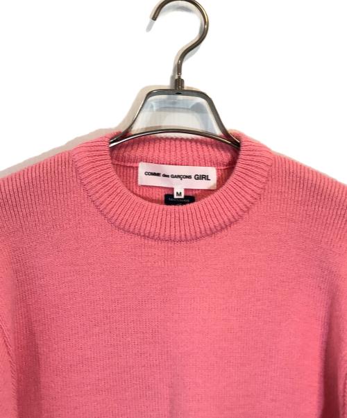 COMME des GARCONS GIRL（コムデギャルソンガール）COMME des GARCONS GIRL (コムデギャルソンガール) クロップ丈クルーネックニット ピンク サイズ:SIZE Mの古着・服飾アイテム