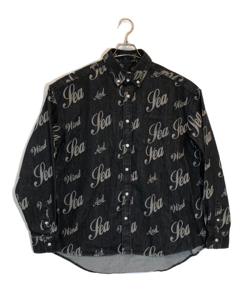 WIND AND SEA（ウィンダンシー）WIND AND SEA (ウィンダンシー) SEA LOGO PATTERNED DENIM SHIRT ブラック サイズ:SIZE Lの古着・服飾アイテム