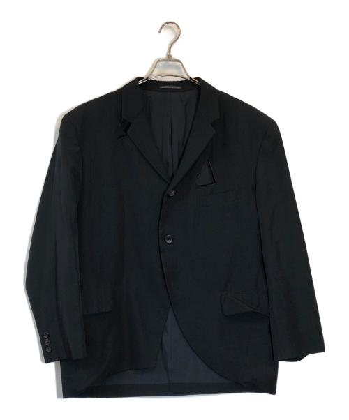 Yohji Yamamoto pour homme（ヨウジヤマモト プールオム）Yohji Yamamoto pour homme (ヨウジヤマモト プールオム) カットワーク ウールギャバ2Bテーラードジャケット ブラック サイズ:SIZE Mの古着・服飾アイテム