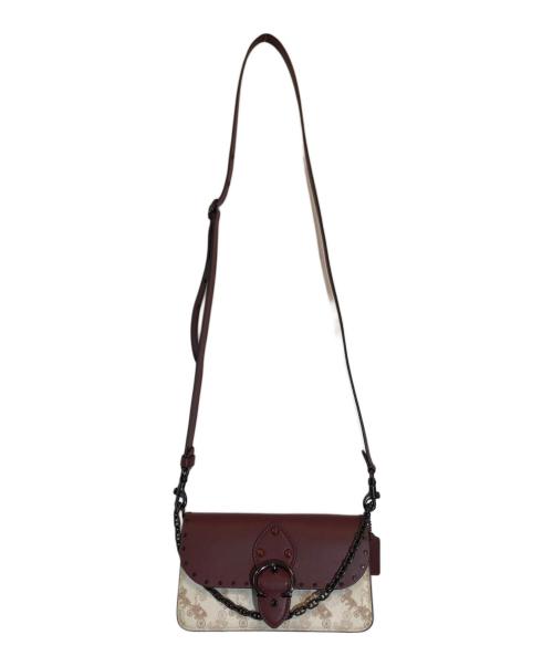 COACH（コーチ）COACH (コーチ) ビート クロスボディ クラッチ ウィズ ホース アンド キャリッジ プリント ハンドバッグ ボルドー×ホワイトの古着・服飾アイテム