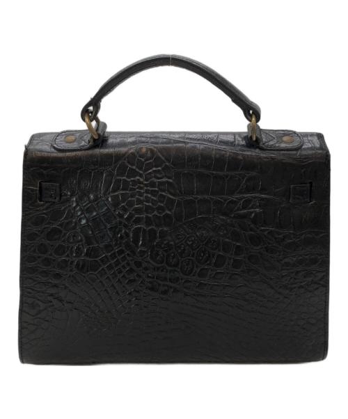 MULBERRY（マルベリー）MULBERRY (マルベリー) クロコ型押しハンドバッグ ブラックの古着・服飾アイテム