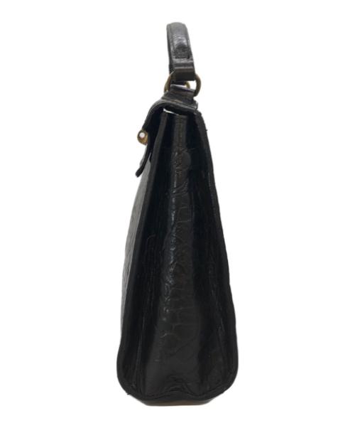 MULBERRY（マルベリー）MULBERRY (マルベリー) クロコ型押しハンドバッグ ブラックの古着・服飾アイテム