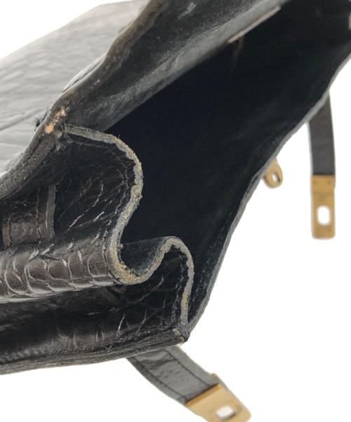 MULBERRY（マルベリー）MULBERRY (マルベリー) クロコ型押しハンドバッグ ブラックの古着・服飾アイテム