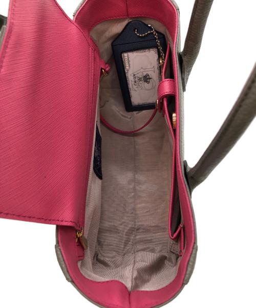 A.D.M.J.（エーディーエムジェイ）A.D.M.J. (エーディーエムジェイ) レザーハンドバッグ グレー×ピンクの古着・服飾アイテム