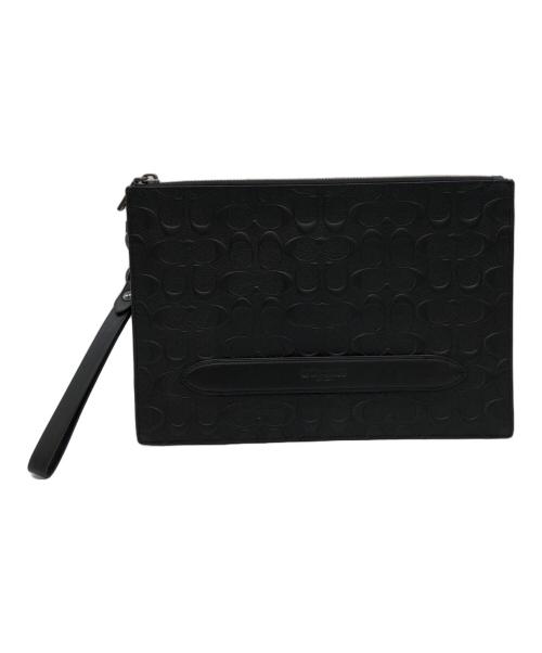 COACH（コーチ）COACH (コーチ) シグネチャーエンボスドクラッチバッグ ブラックの古着・服飾アイテム