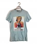 DOLCE & GABBANAドルチェ＆ガッバーナ）の古着「ダメージ加工プリントTシャツ」｜ブルー