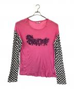 ERLイーアールエル）の古着「distressed-finish cotton T-shirt」｜ショッキングピンク