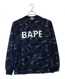 A BATHING APE（ア ベイシング エイプ）の古着「ラインストーンカモカットソー」｜ネイビー